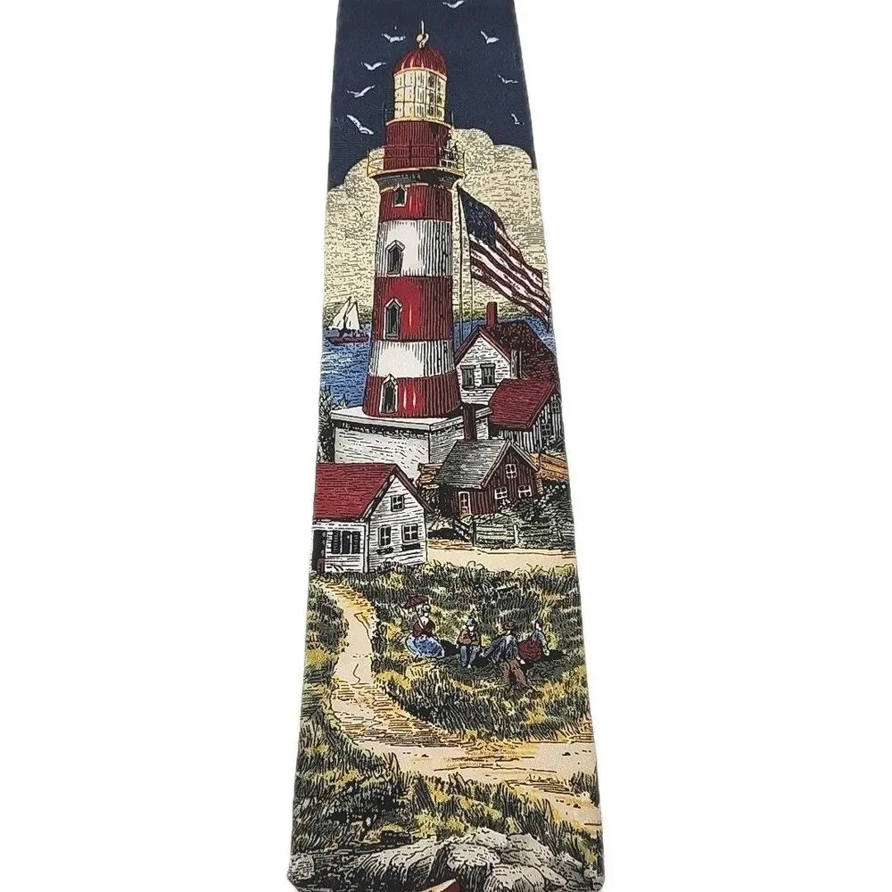 Van Heusen Silk Tie Lot of 3 Casual Americana Filling Station Lighting Village